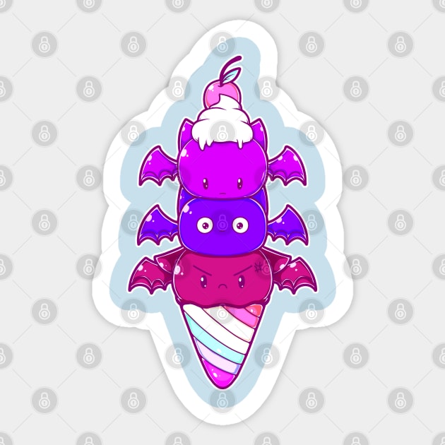 Cute Bat Ice Cream Summer Goth design Sticker by Witchy Ways